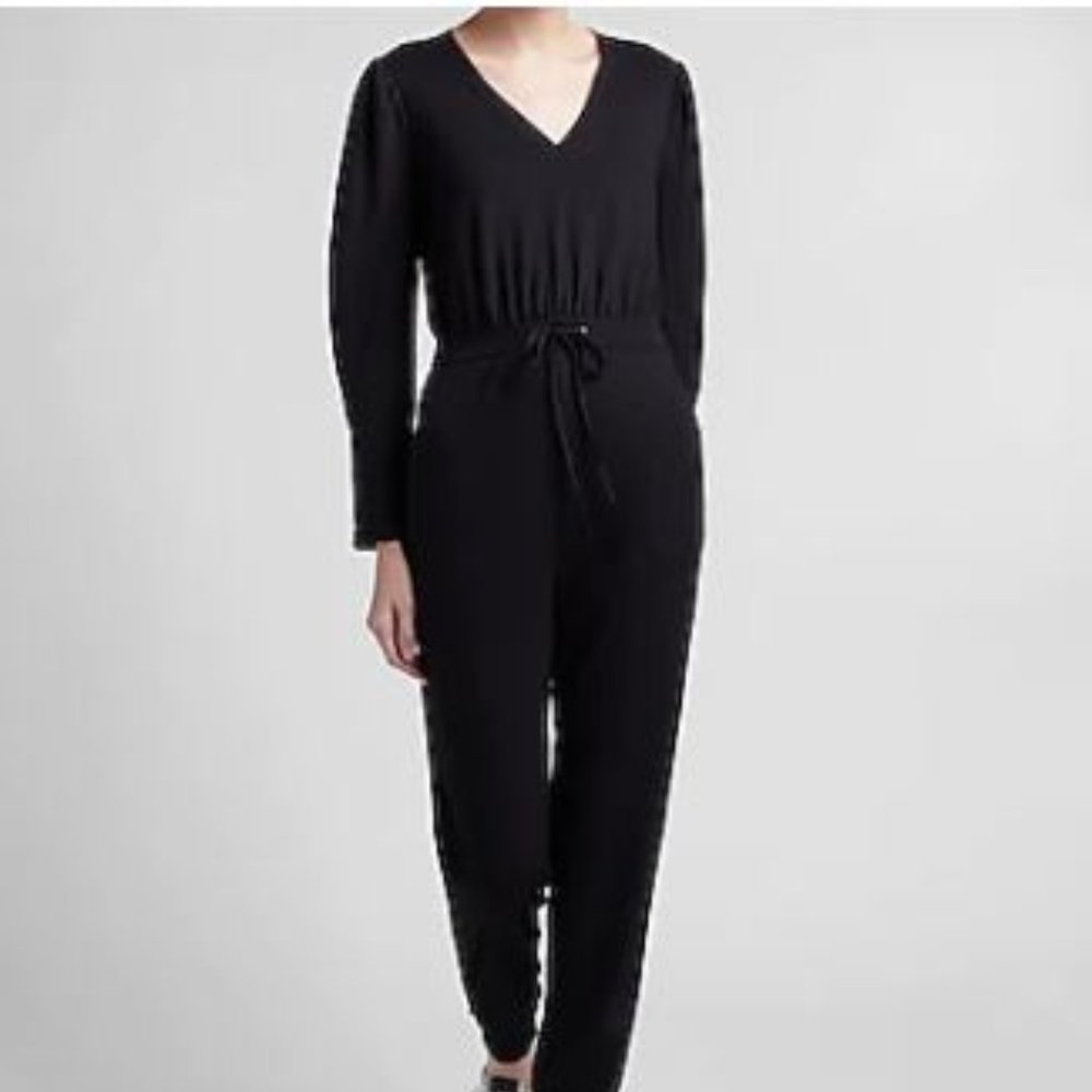 Black Cozy Puff Sleeve Lounge Jumpsuit - Med - NWT